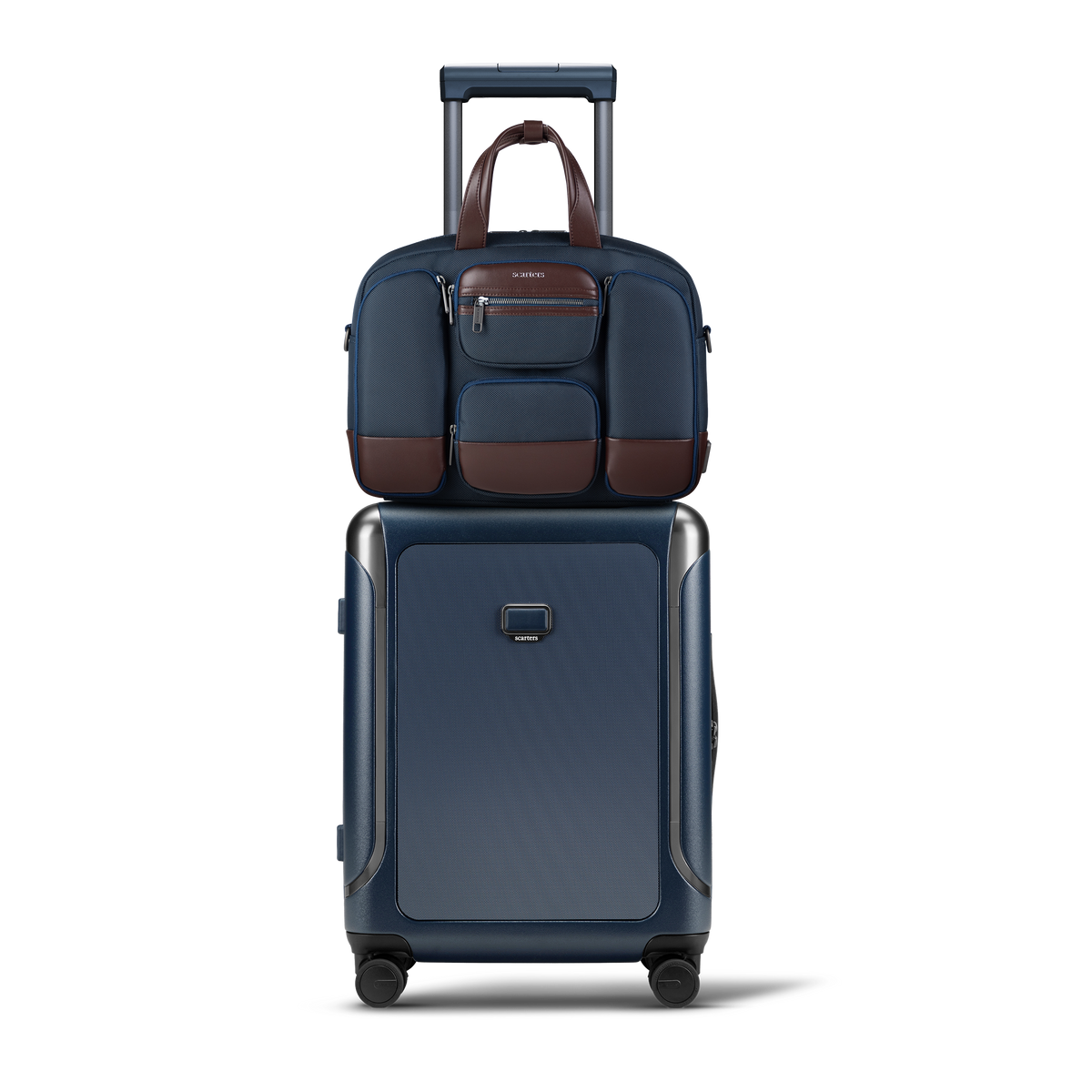 Business Messenger Set in Deep Blue: Terminal Office Messenger Bag on the Atlas Business Cabin Bag